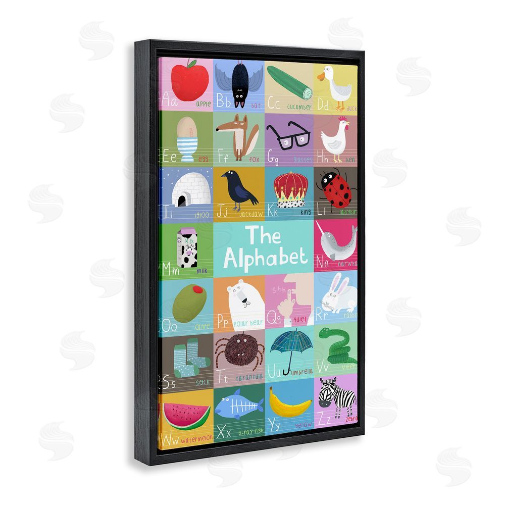 Carla Daly First Words Alphabet Black Floating Frame Canvas Wall Art Print