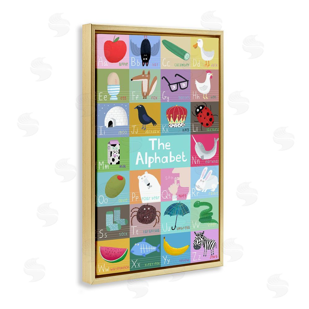 Carla Daly First Words Alphabet Gold Floating Frame Canvas Wall Art Print