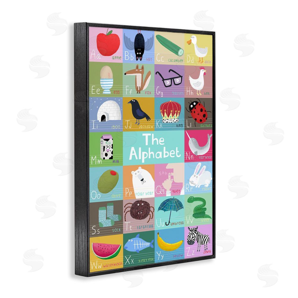 Carla Daly First Words Alphabet Black Framed Giclee Wall Art Print