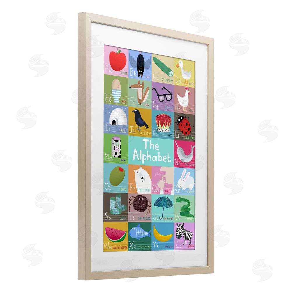 Carla Daly First Words Alphabet Brown Framed Print Under Glass Wall Art