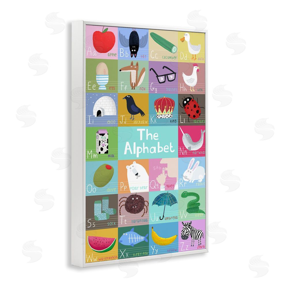 Carla Daly First Words Alphabet White Framed Giclee Wall Art Print