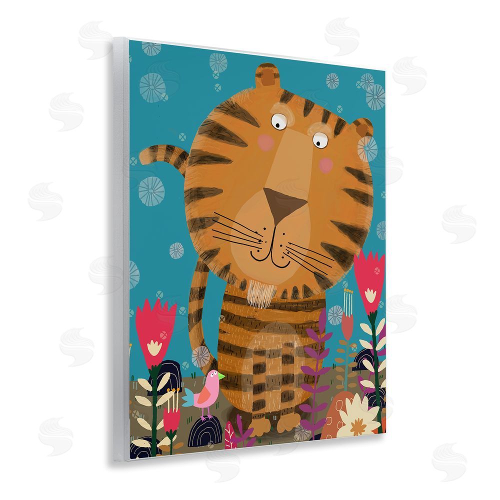 Carla Daly Boho Tiger & Flowers Wooden Wall Plaque Art Print