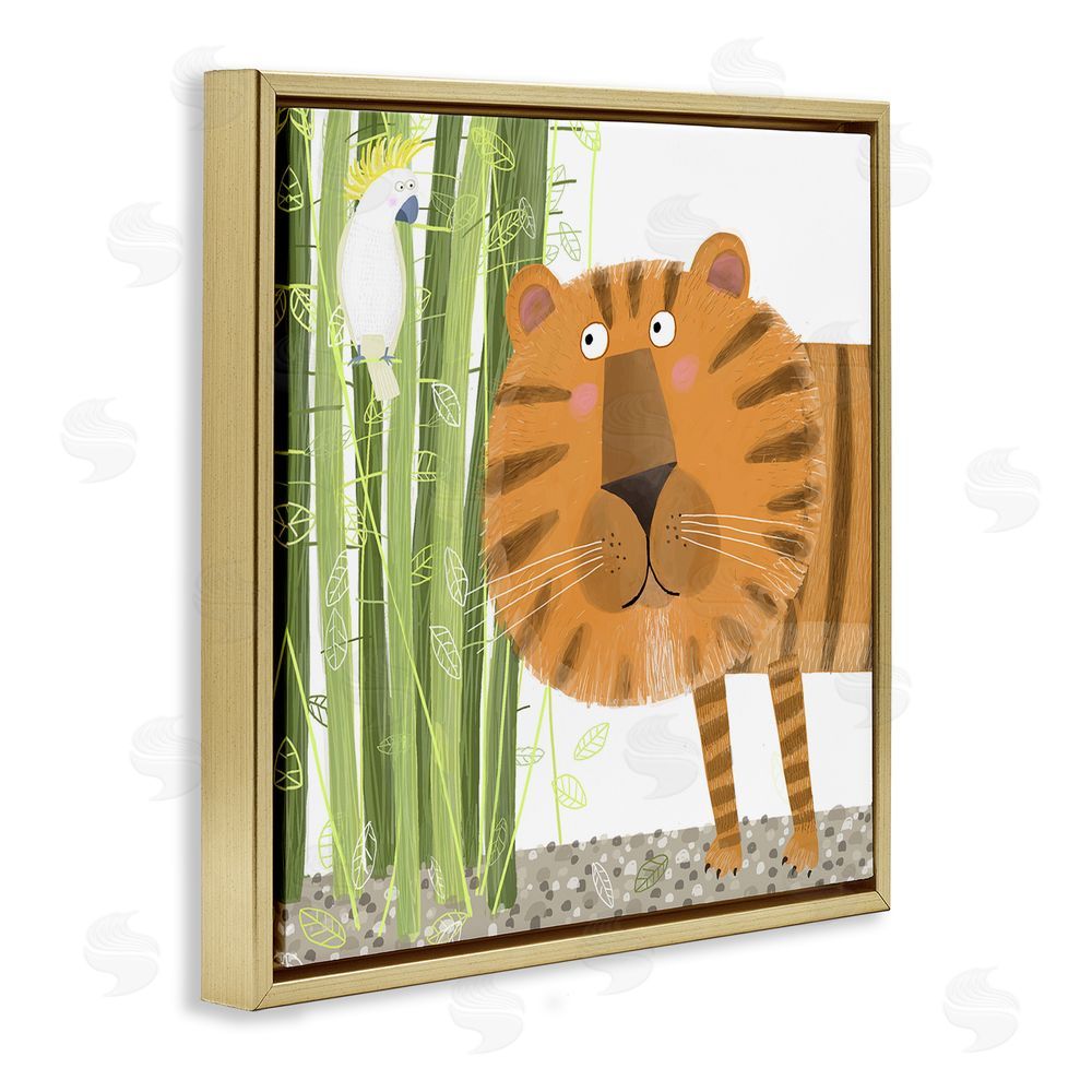 Carla Daly Bamboo Trees & Tiger Gold Floating Frame Canvas Wall Art Print