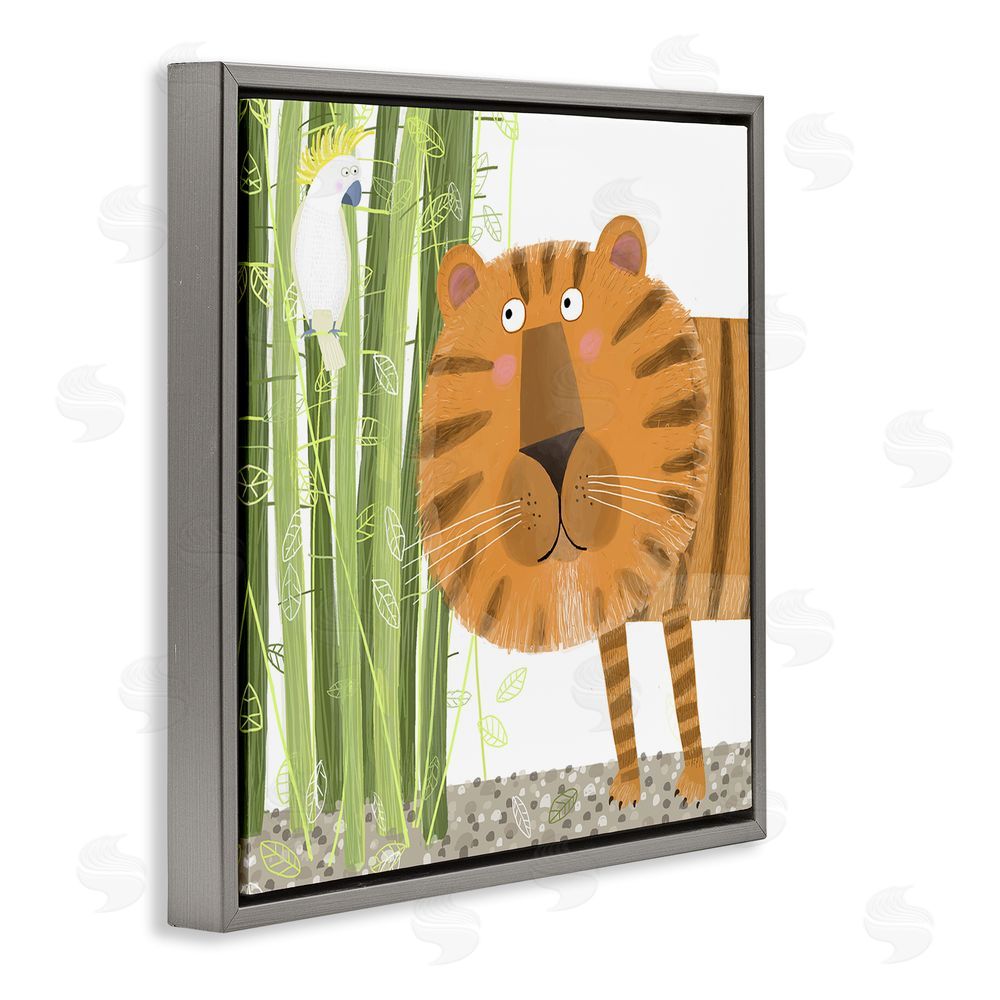 Carla Daly Bamboo Trees & Tiger Gray Floating Frame Canvas Wall Art Print