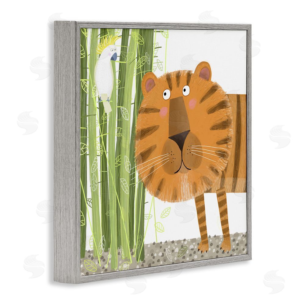 Carla Daly Bamboo Trees & Tiger Gray Framed Giclee Wall Art Print