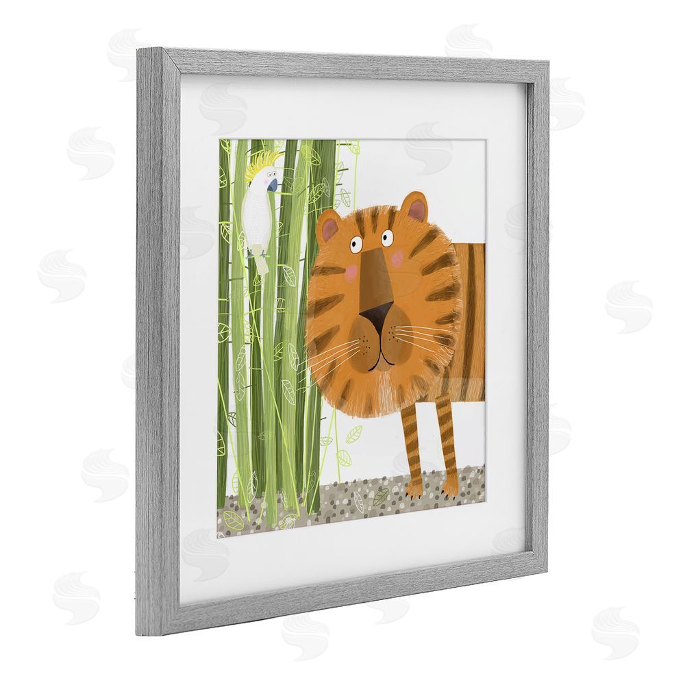 Carla Daly Bamboo Trees & Tiger Gray Framed Print Under Glass Wall Art