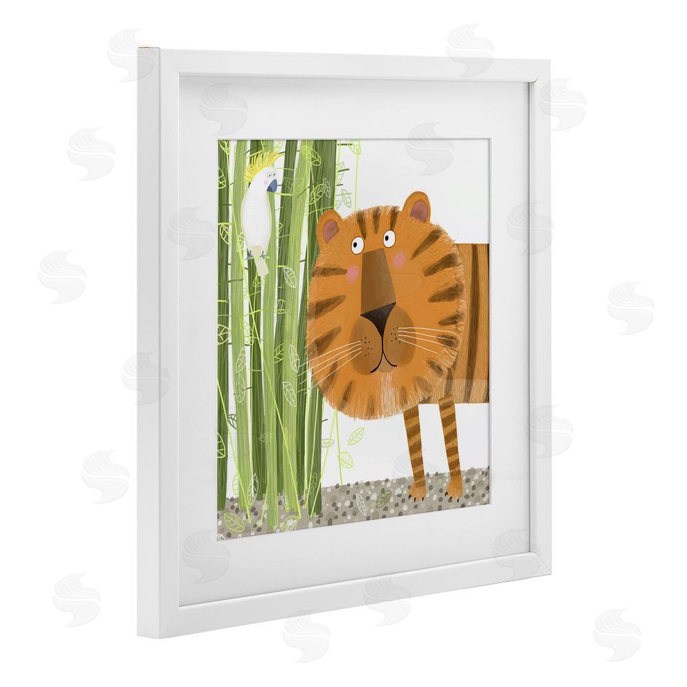 Carla Daly Bamboo Trees & Tiger White Framed Print Under Glass Wall Art
