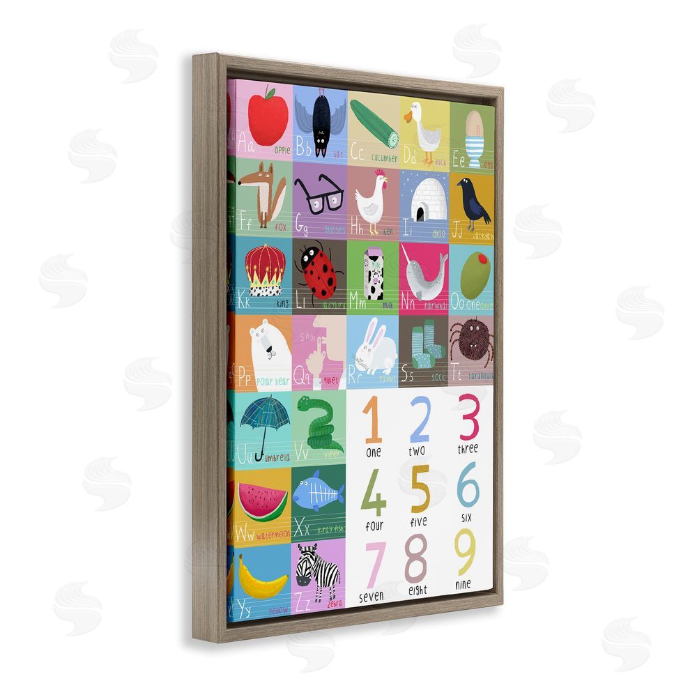 Carla Daly Counting & Alphabet Learning Brown Floating Frame Canvas Wall Art Print