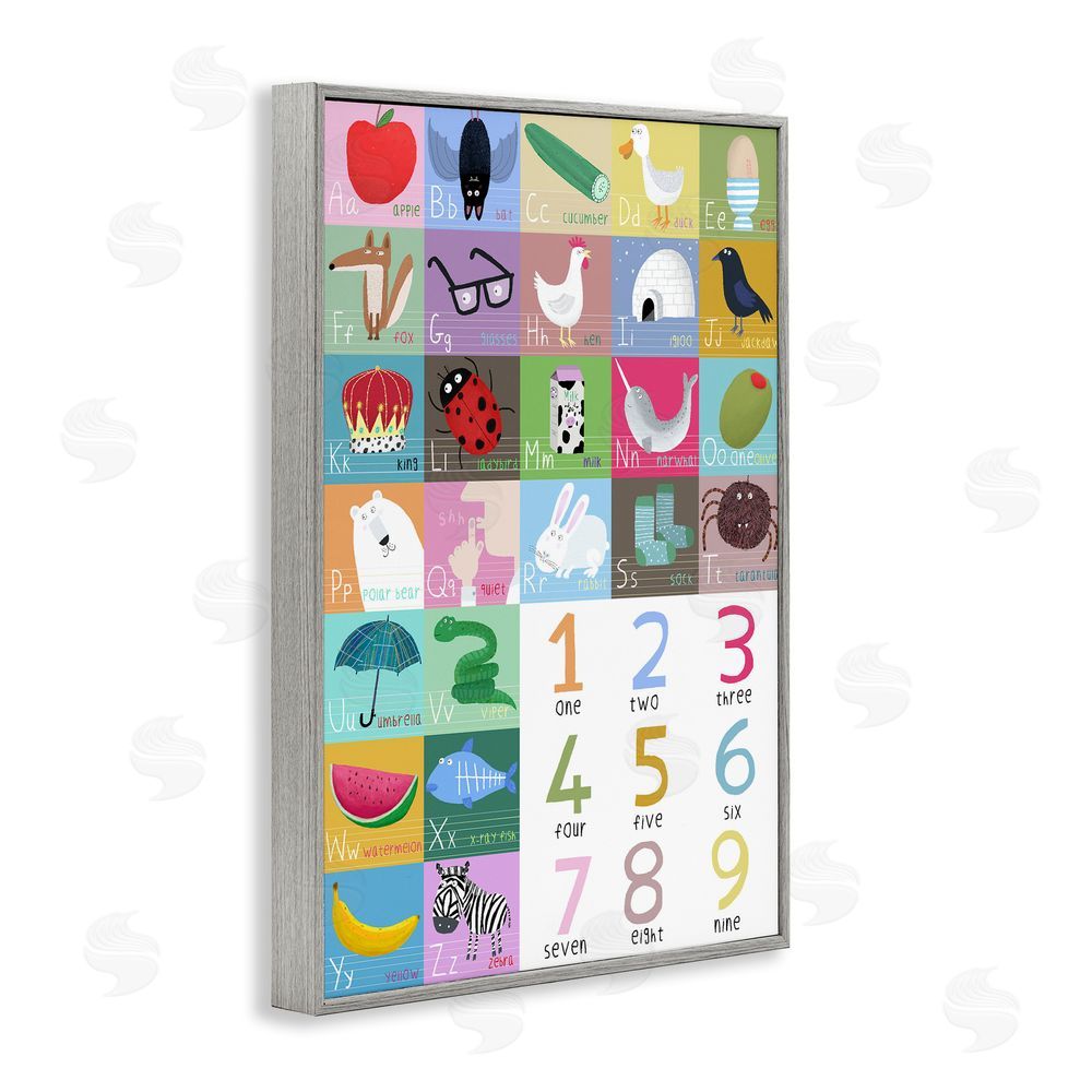 Carla Daly Counting & Alphabet Learning Gray Framed Giclee Wall Art Print
