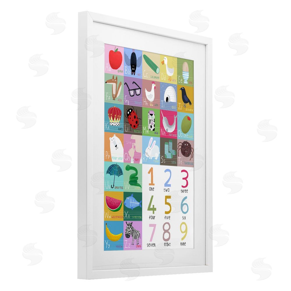 Carla Daly Counting & Alphabet Learning White Framed Print Under Glass Wall Art