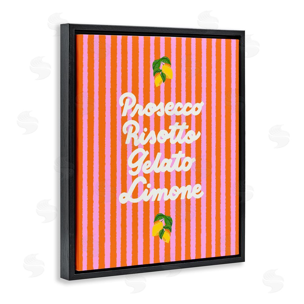 Indira Prieto | IndySign Italian Enjoyment over Stripes Black Floating Frame Canvas Wall Art Print