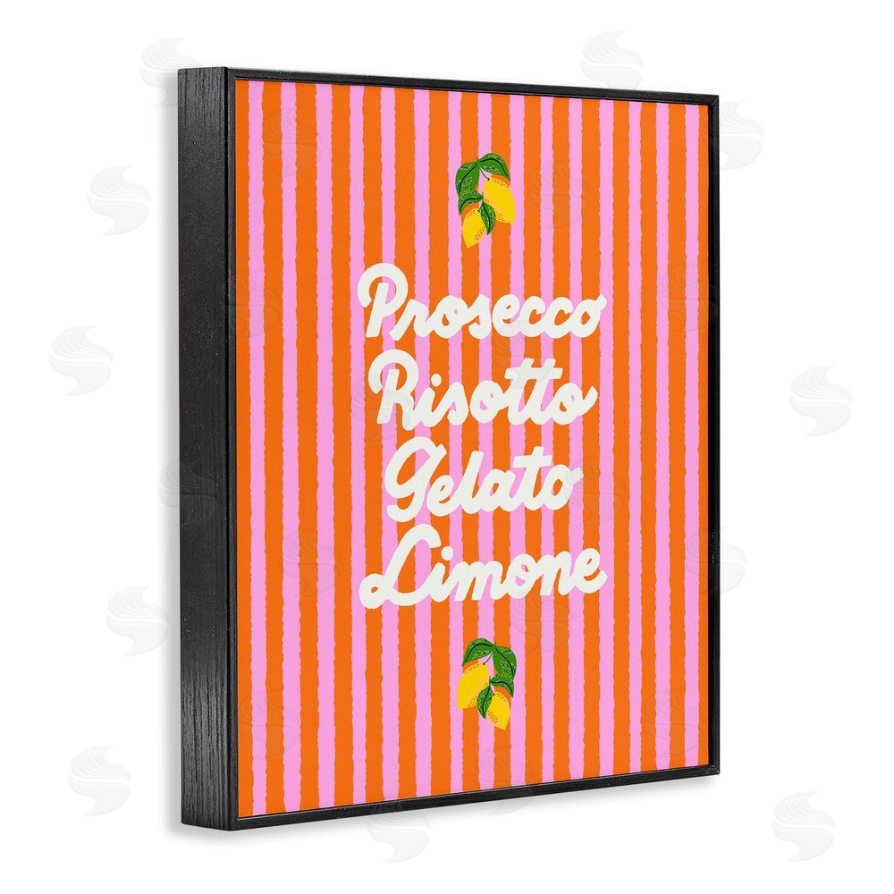 Indira Prieto | IndySign Italian Enjoyment over Stripes Black Framed Giclee Wall Art Print