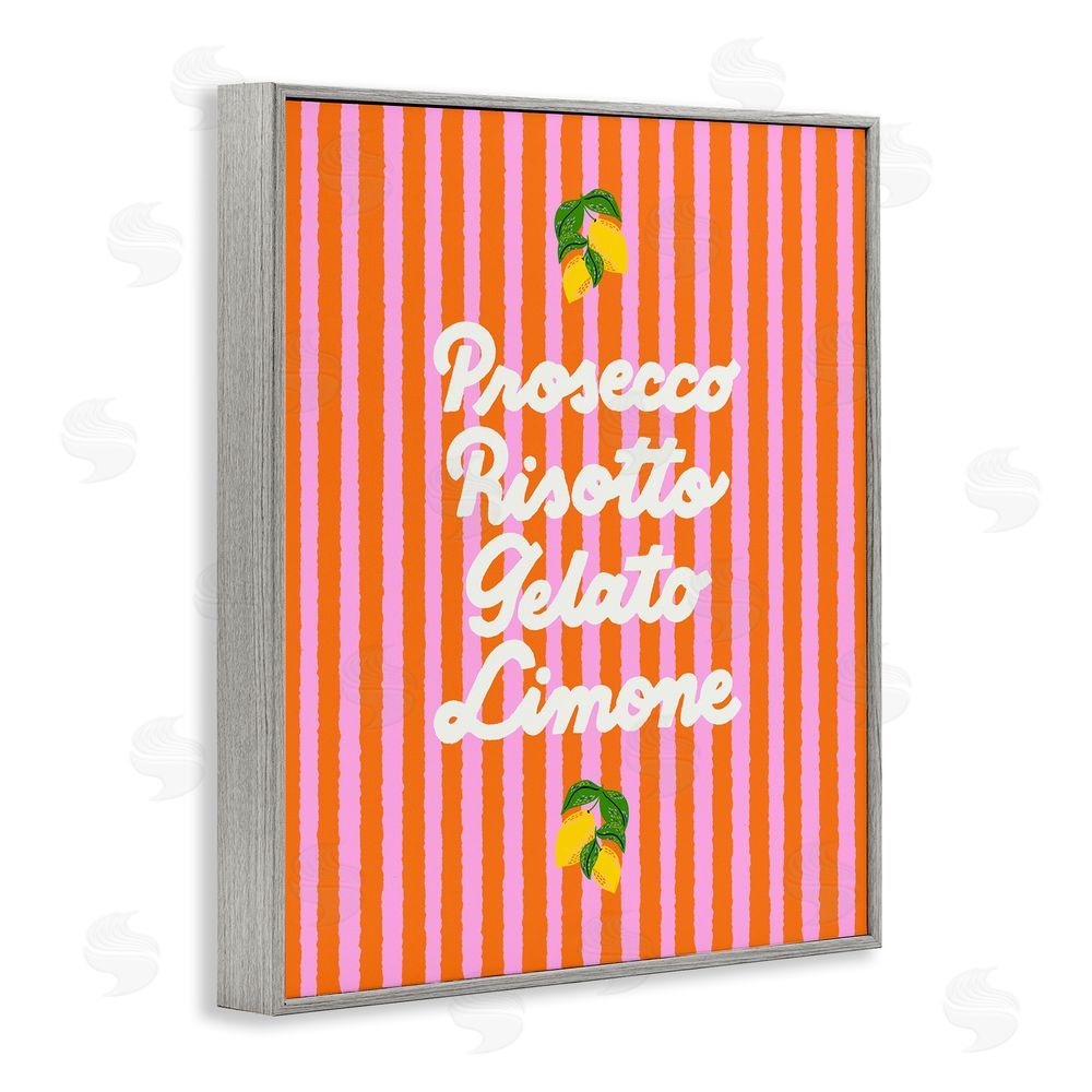 Indira Prieto | IndySign Italian Enjoyment over Stripes Gray Framed Giclee Wall Art Print