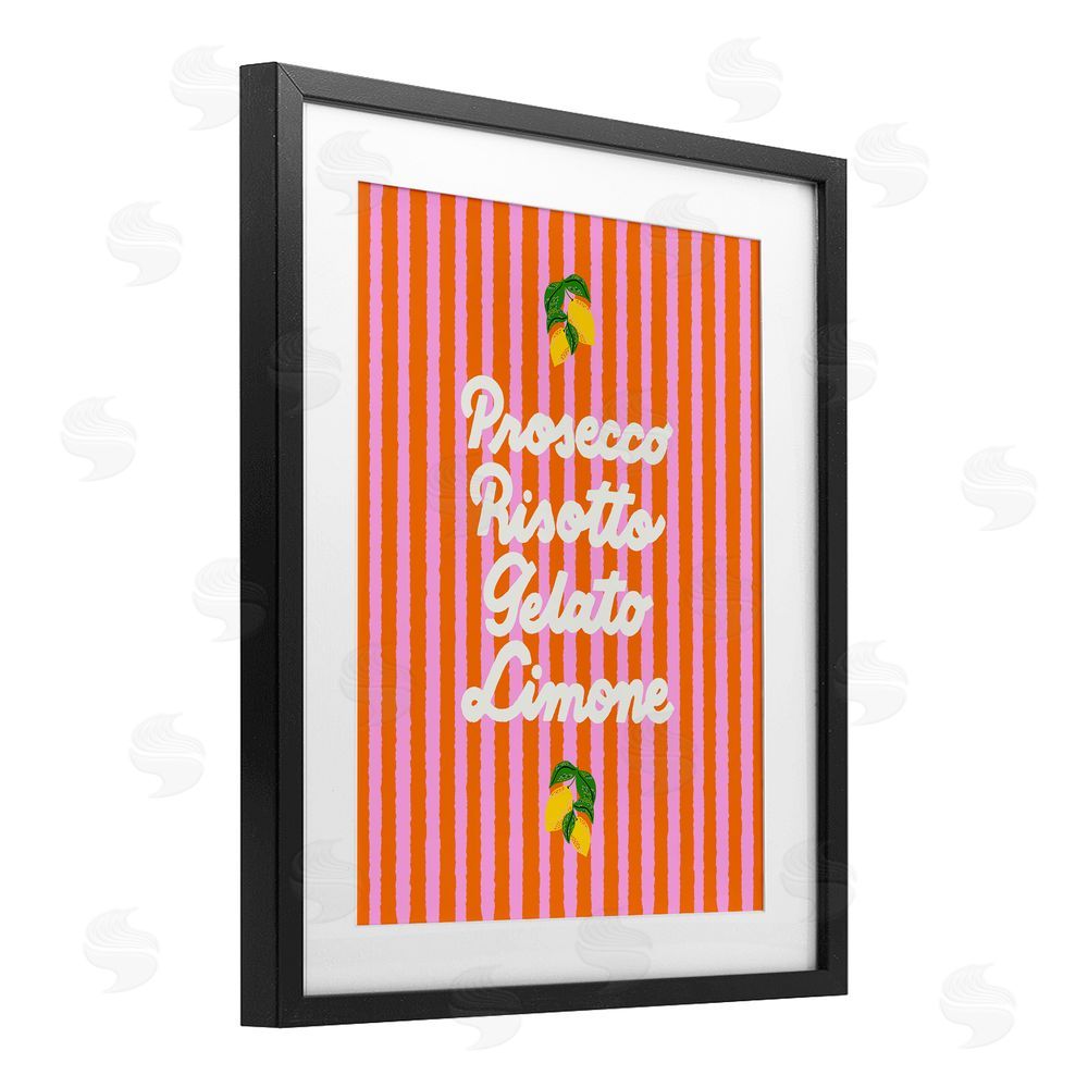 Indira Prieto | IndySign Italian Enjoyment over Stripes Black Framed Print Under Glass Wall Art