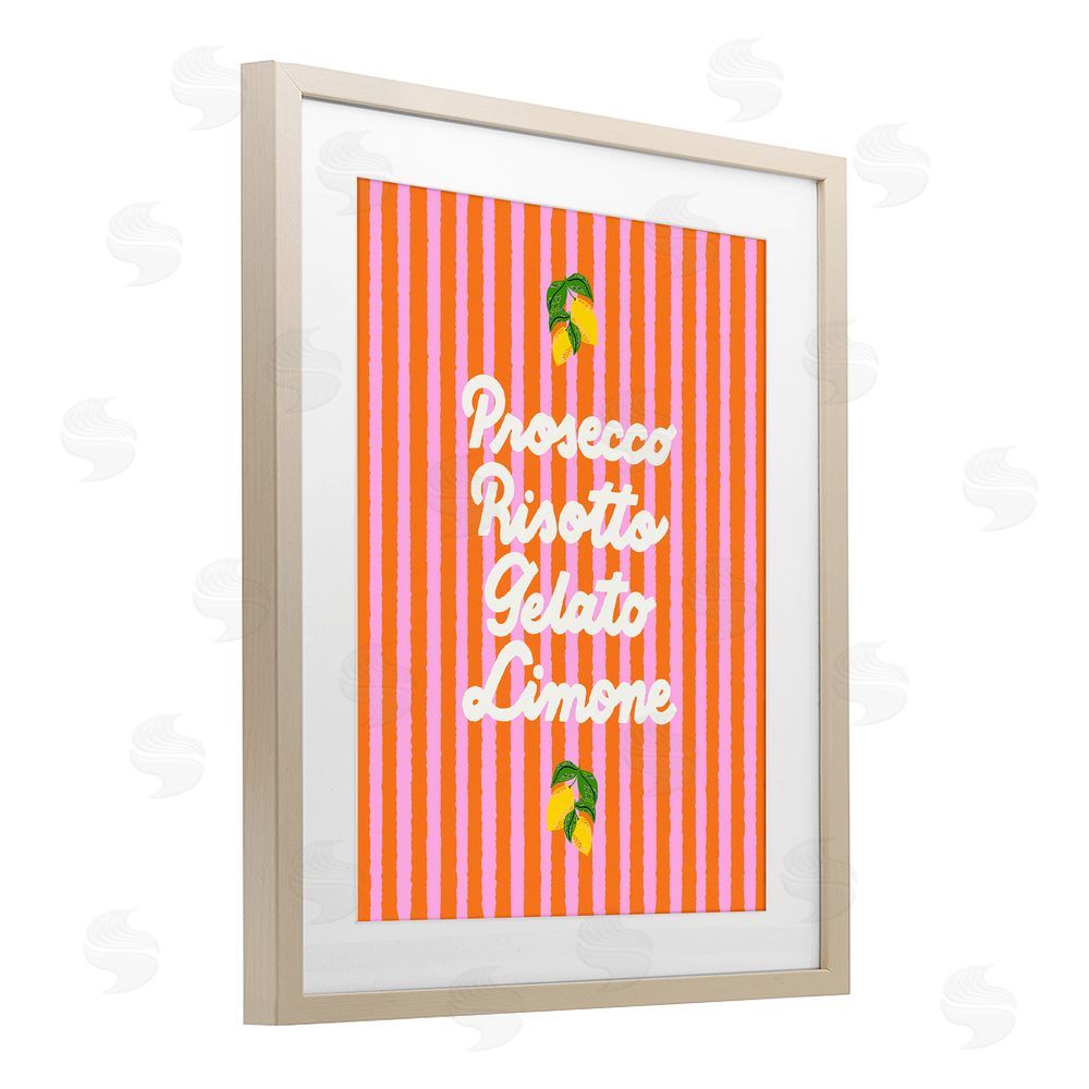 Indira Prieto | IndySign Italian Enjoyment over Stripes Brown Framed Print Under Glass Wall Art