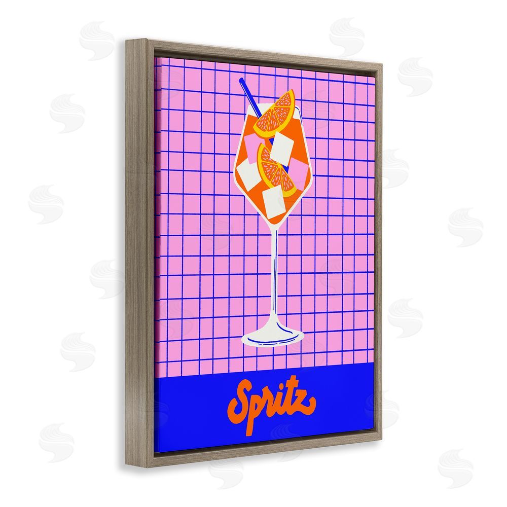 Indira Prieto | IndySign Colorful Summer Spritz Drink Brown Floating Frame Canvas Wall Art Print