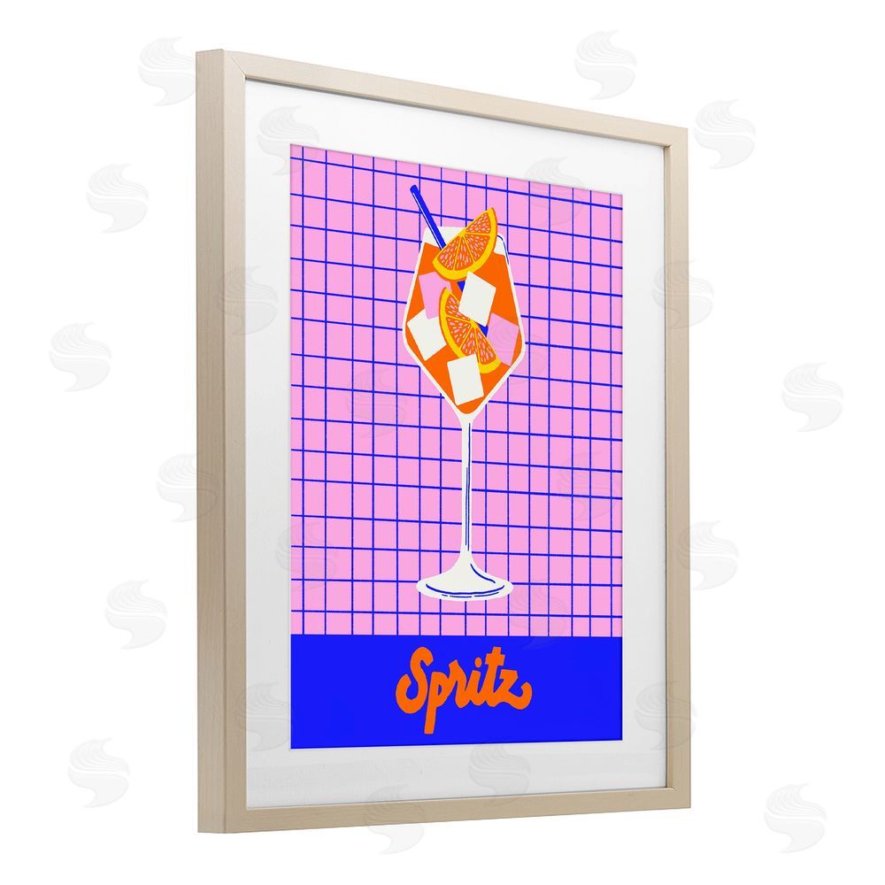 Indira Prieto | IndySign Colorful Summer Spritz Drink Brown Framed Print Under Glass Wall Art