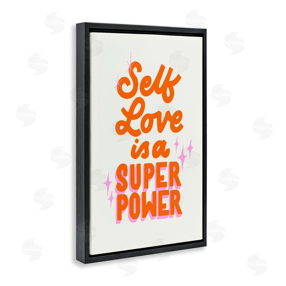 Indira Prieto | IndySign Self Love Is Superpower Black Floating Frame Canvas Wall Art Print