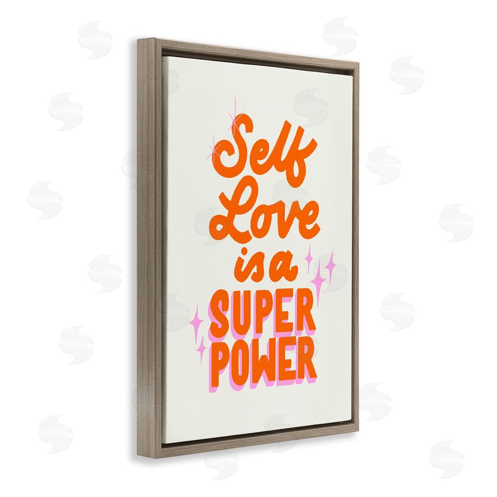 Indira Prieto | IndySign Self Love Is Superpower Brown Floating Frame Canvas Wall Art Print