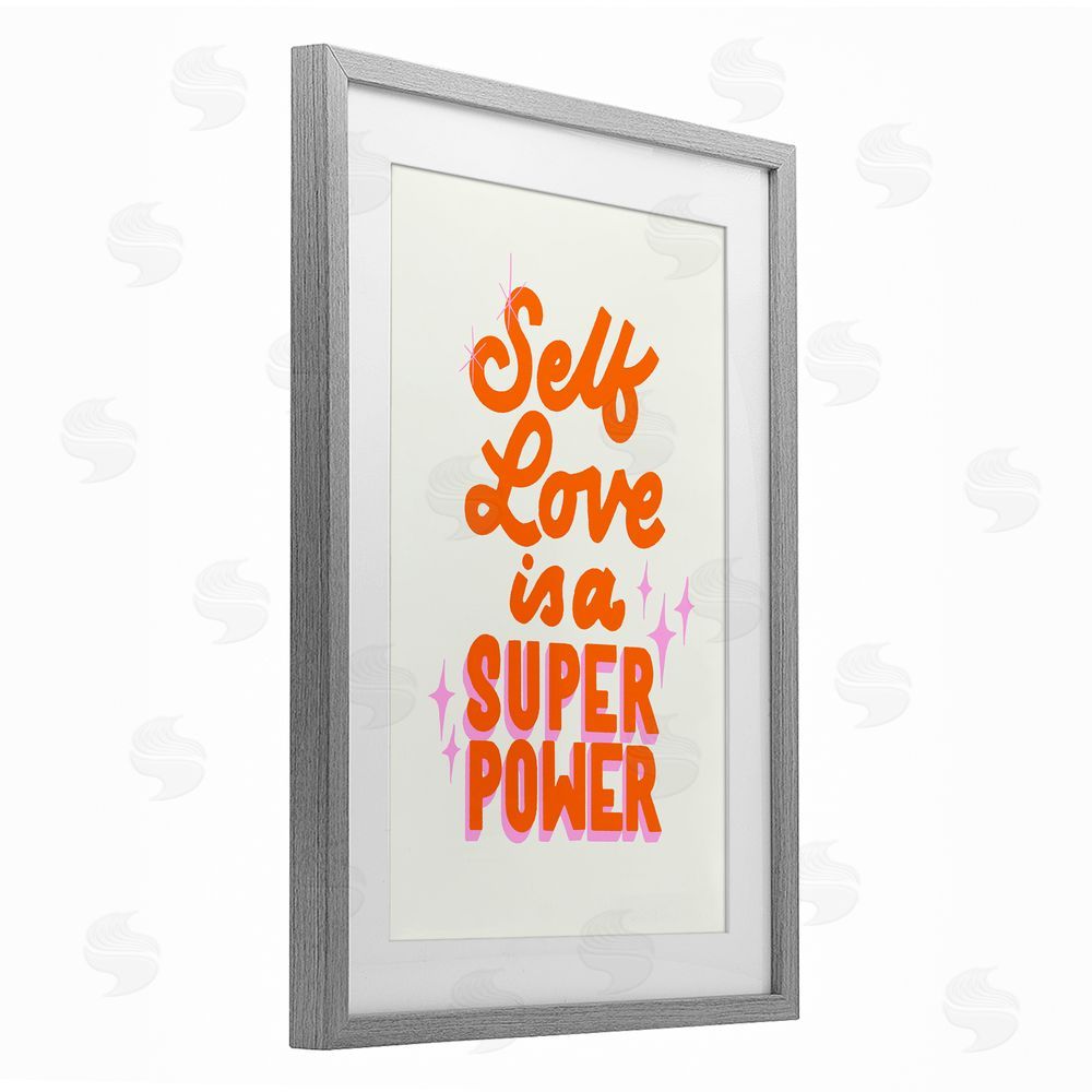 Indira Prieto | IndySign Self Love Is Superpower Gray Framed Print Under Glass Wall Art