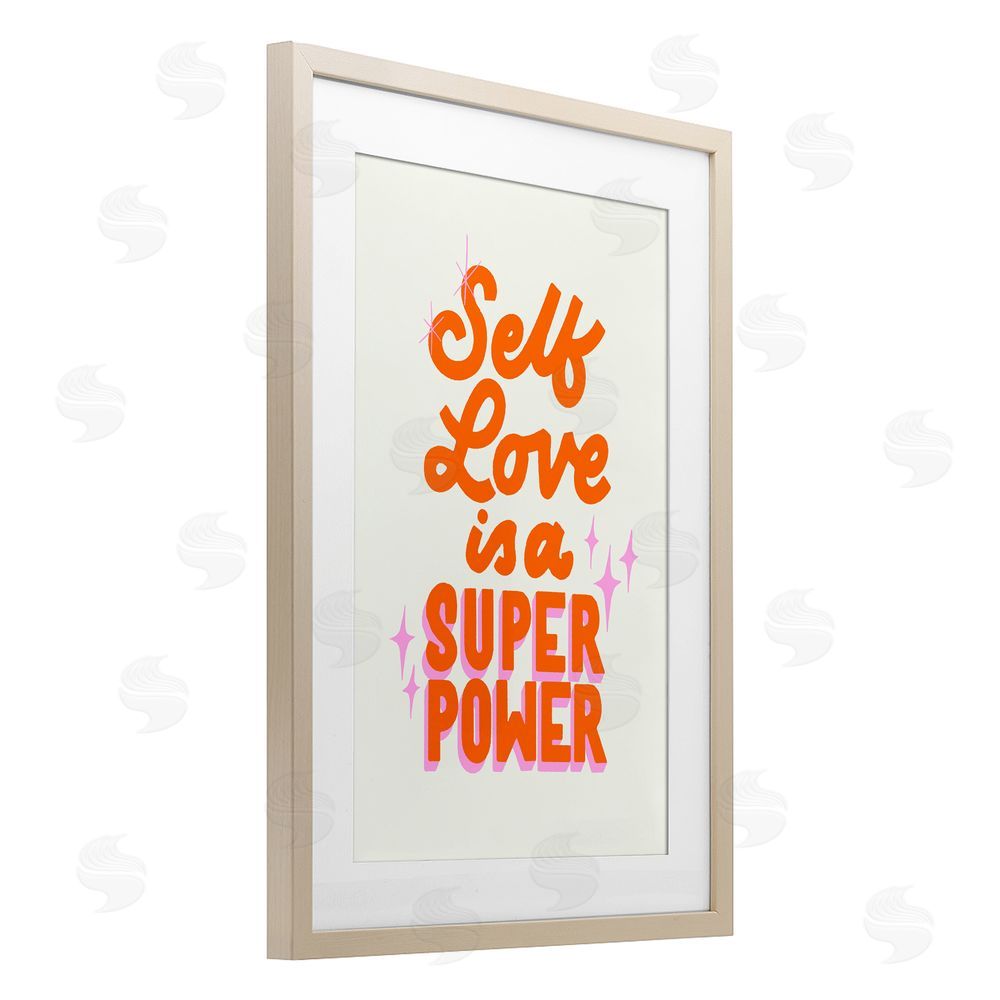 Indira Prieto | IndySign Self Love Is Superpower Brown Framed Print Under Glass Wall Art