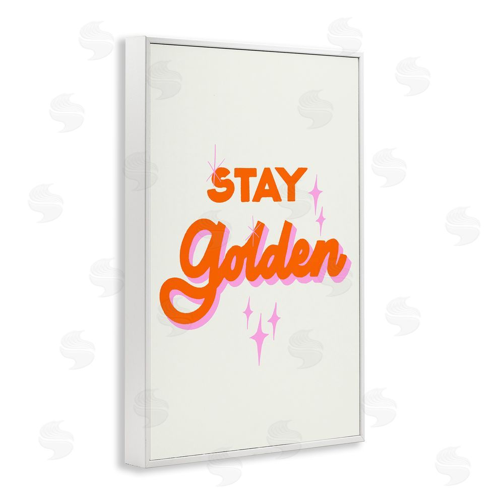 Indira Prieto | IndySign Stay Golden Retro Letters White Framed Giclee Wall Art Print