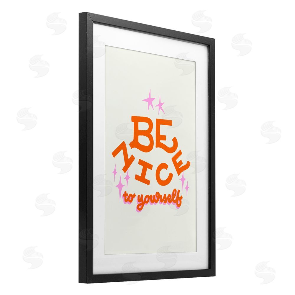 Indira Prieto | IndySign Be Nice To Yourself Black Framed Print Under Glass Wall Art