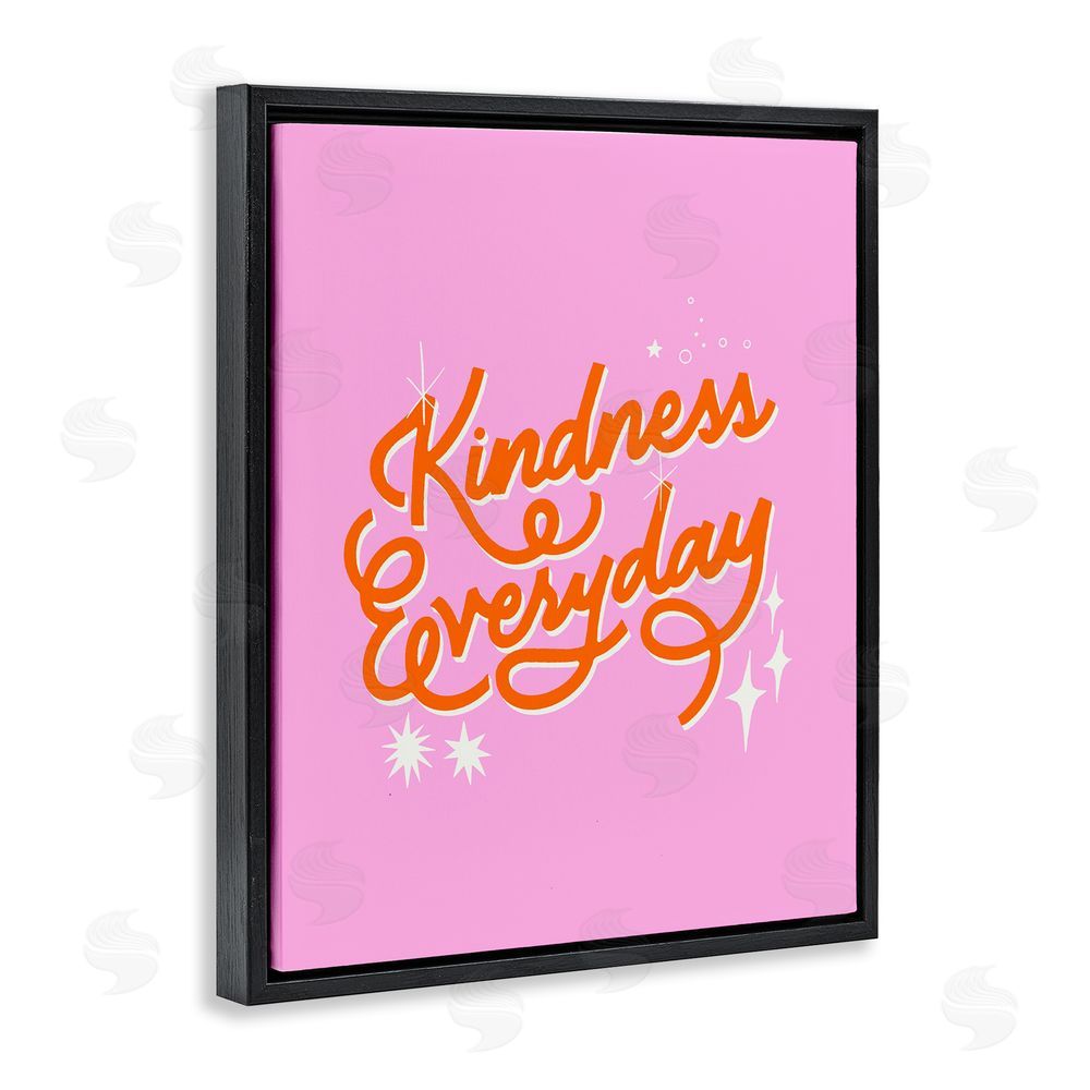 Indira Prieto | IndySign Cursive Kindness Everyday Black Floating Frame Canvas Wall Art Print