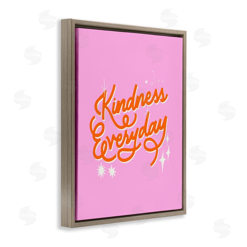Indira Prieto | IndySign Cursive Kindness Everyday Brown Floating Frame Canvas Wall Art Print
