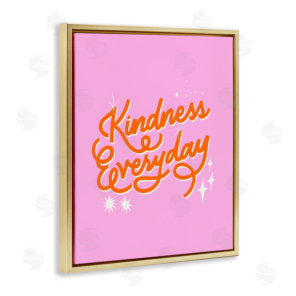 Indira Prieto | IndySign Cursive Kindness Everyday Gold Floating Frame Canvas Wall Art Print