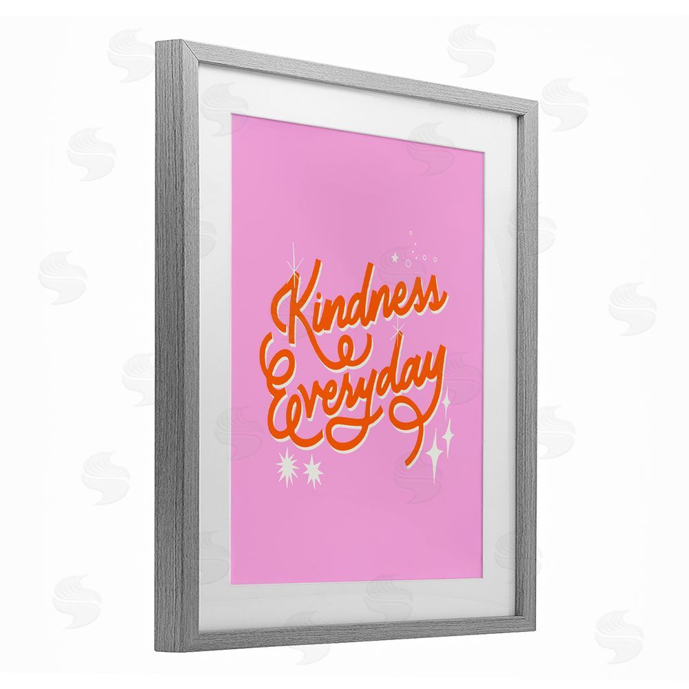 Indira Prieto | IndySign Cursive Kindness Everyday Gray Framed Print Under Glass Wall Art