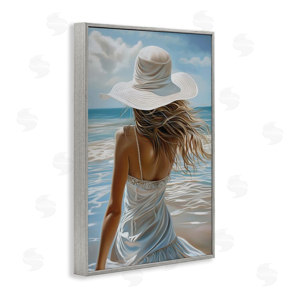 Imagine It Images Seaside Breeze & Flowing Dress Gray Framed Giclee Wall Art Print