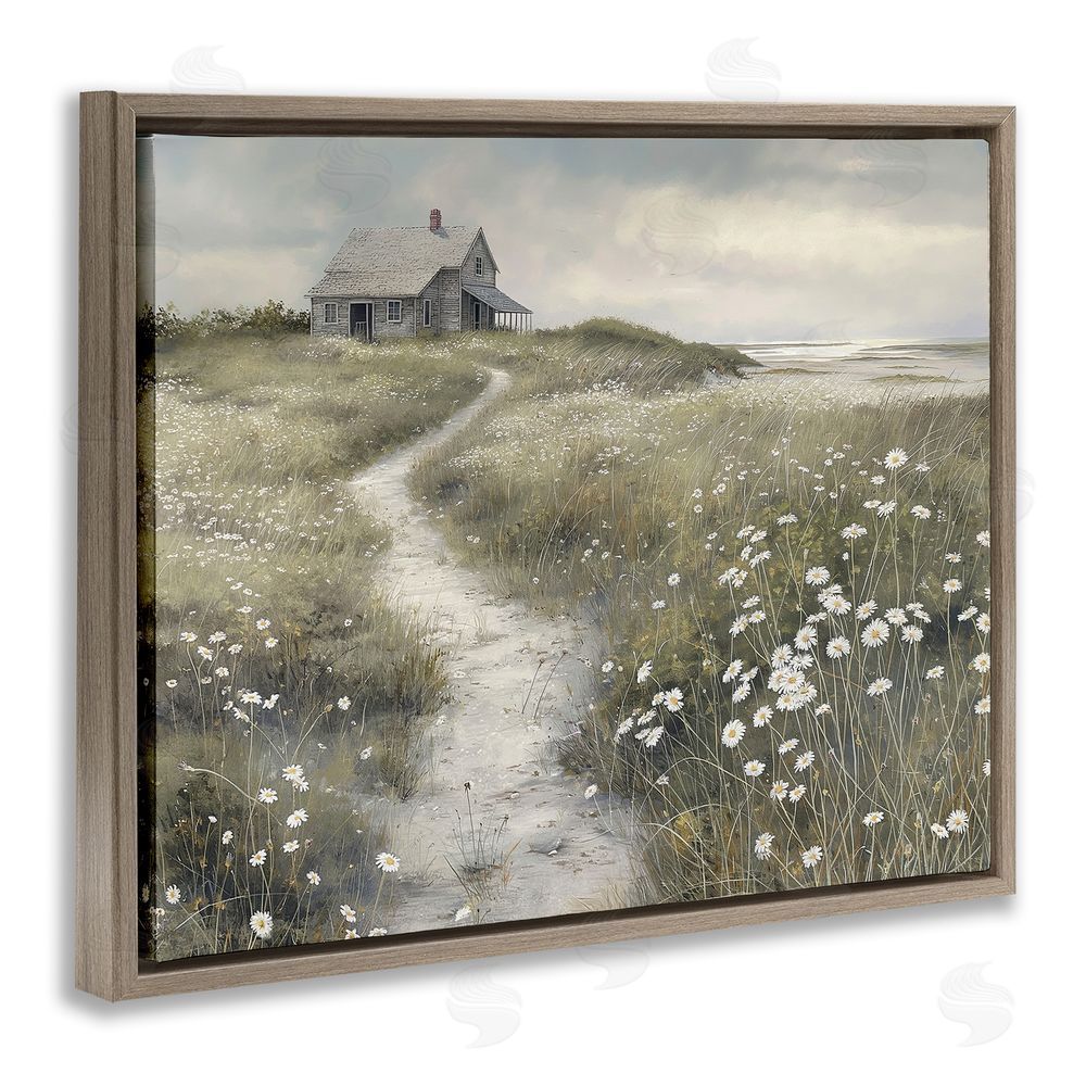 Imagine It Images Pathway To Coastal Cottage Brown Floating Frame Canvas Wall Art Print