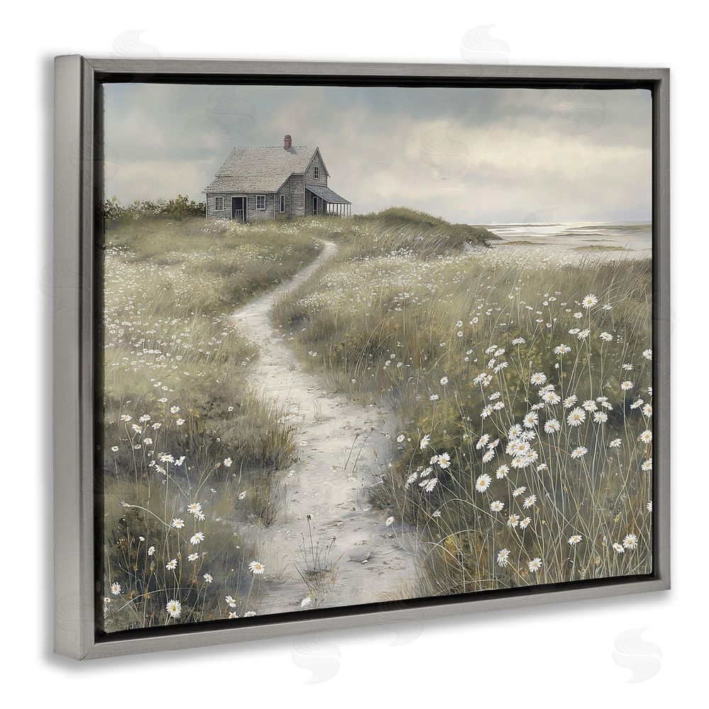 Imagine It Images Pathway To Coastal Cottage Gray Floating Frame Canvas Wall Art Print