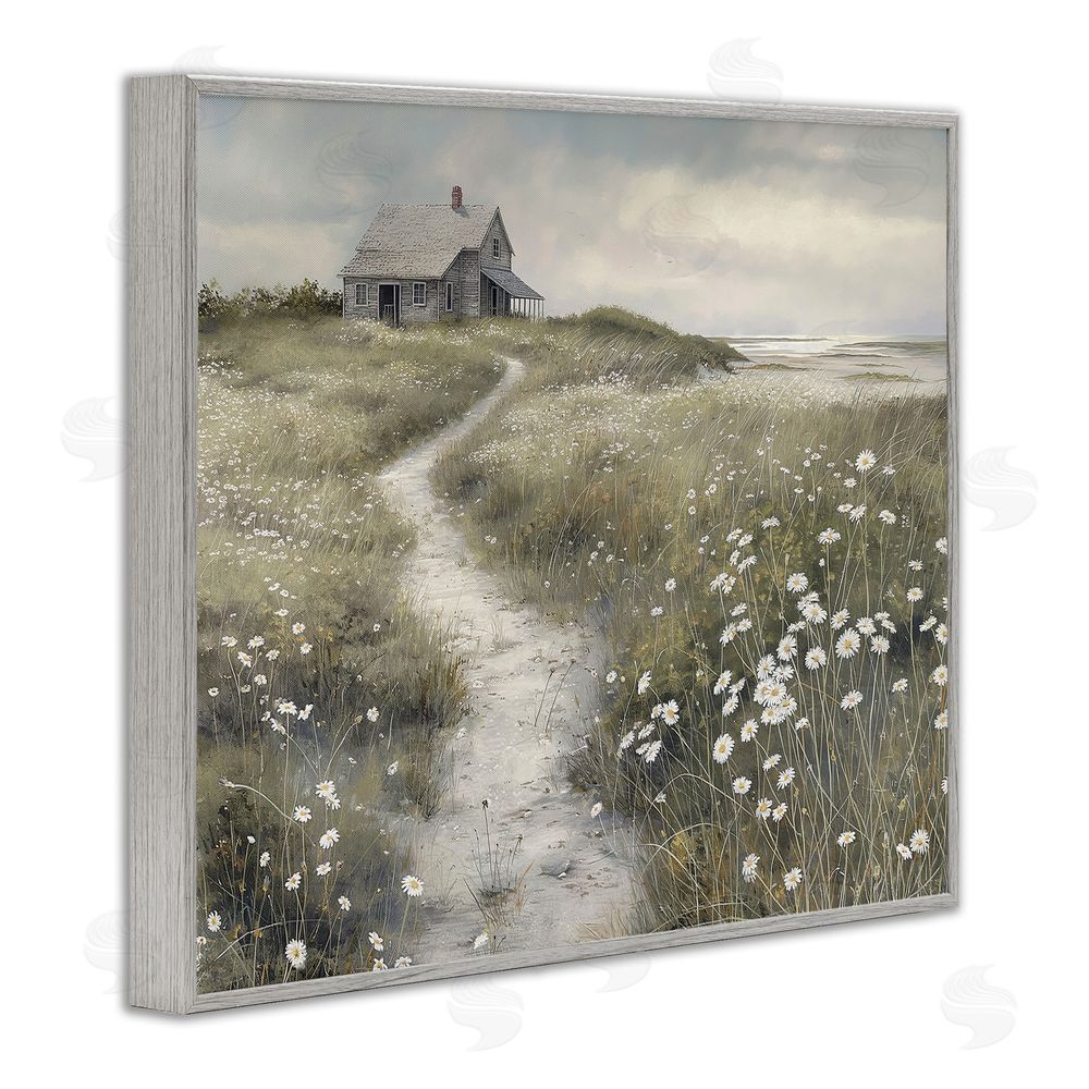 Imagine It Images Pathway To Coastal Cottage Gray Framed Giclee Wall Art Print