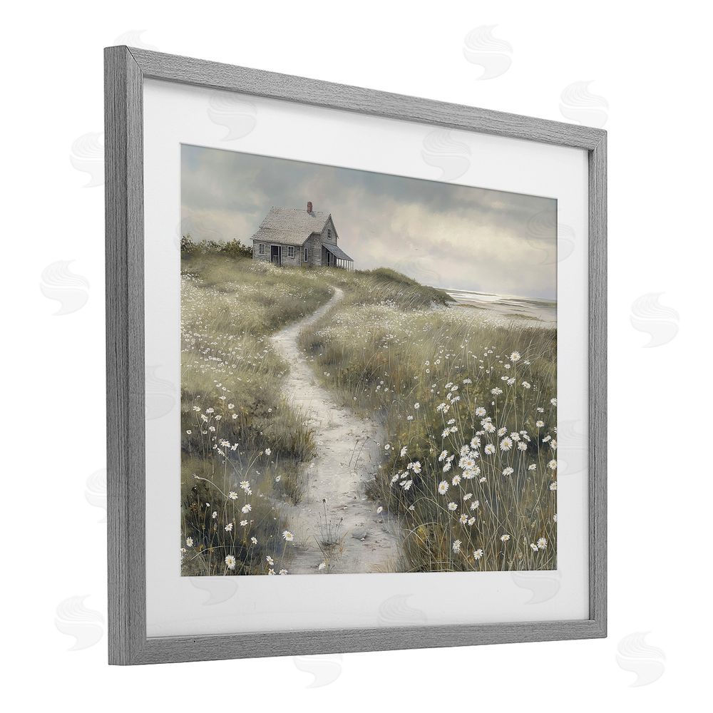 Imagine It Images Pathway To Coastal Cottage Gray Framed Print Under Glass Wall Art