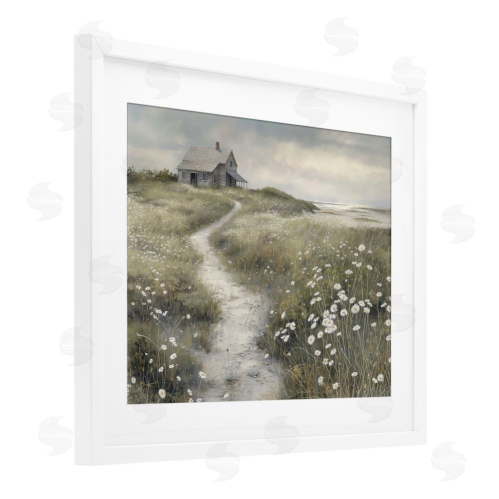 Imagine It Images Pathway To Coastal Cottage White Framed Print Under Glass Wall Art