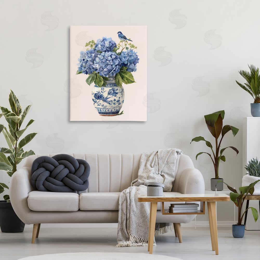 Imagine It Images Songbird Perched on Hydrangeas