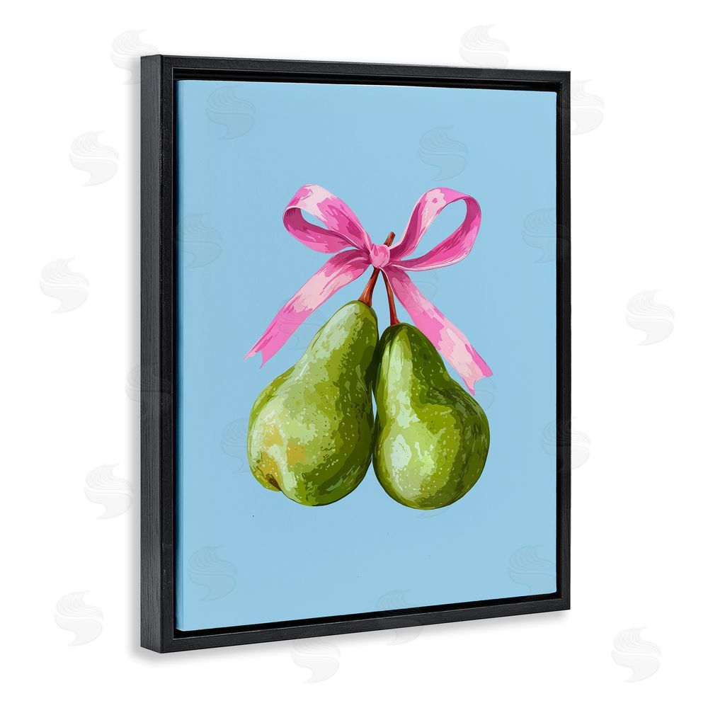 Imagine It Images Twin Pears with Ribbon Black Floating Frame Canvas Wall Art Print