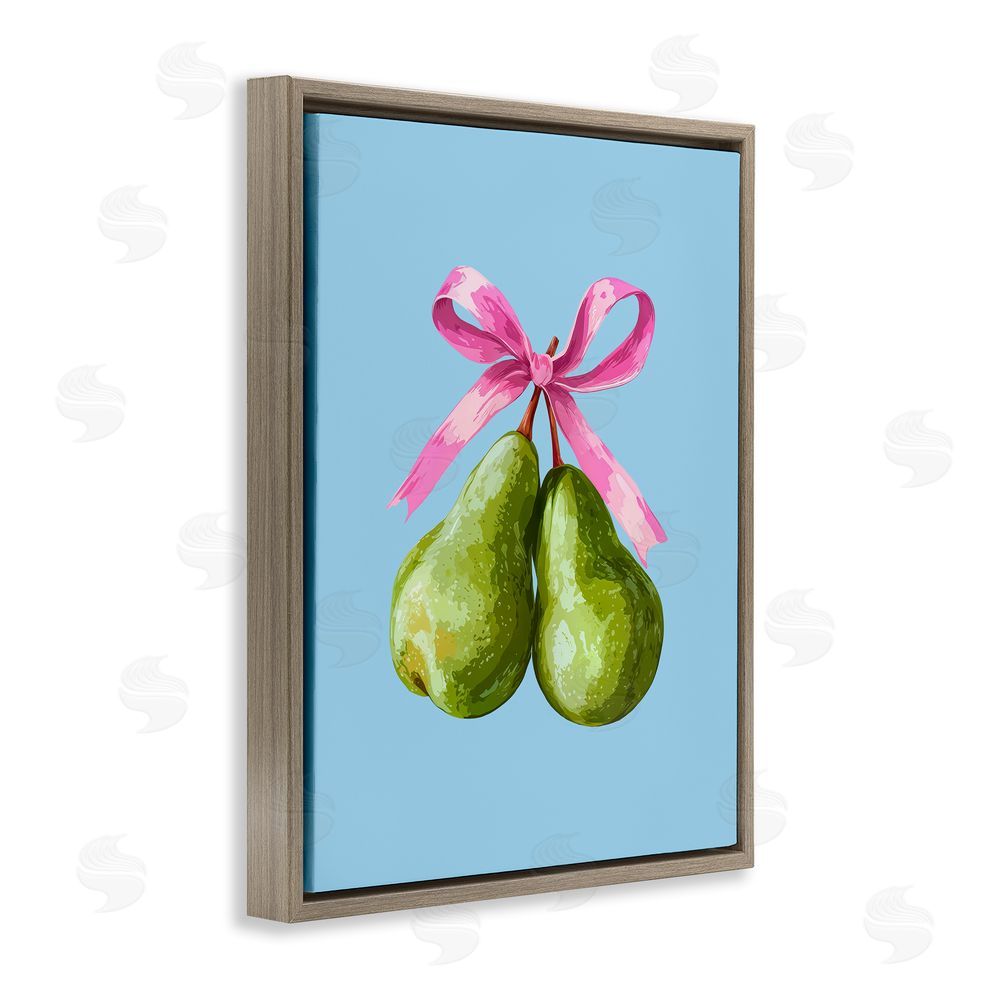 Imagine It Images Twin Pears with Ribbon Brown Floating Frame Canvas Wall Art Print
