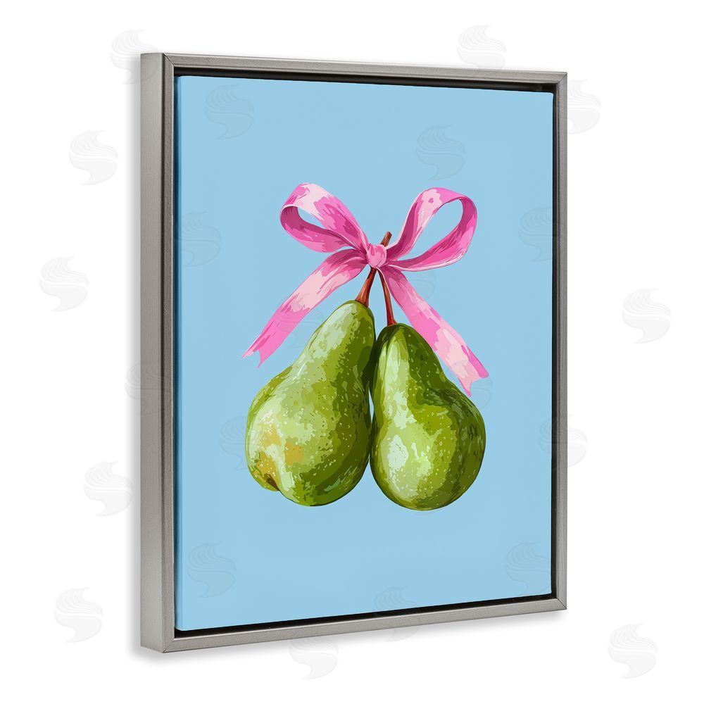 Imagine It Images Twin Pears with Ribbon Gray Floating Frame Canvas Wall Art Print