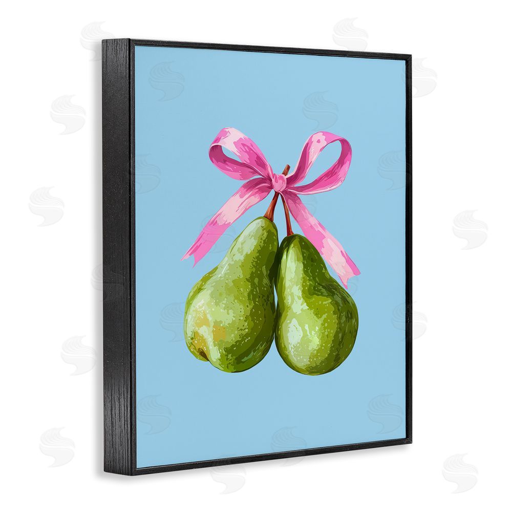 Imagine It Images Twin Pears with Ribbon Black Framed Giclee Wall Art Print