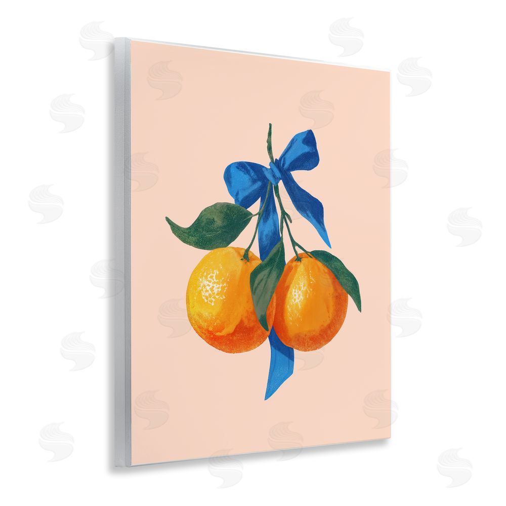 Imagine It Images Two Oranges with Blue Bow Wooden Wall Plaque Art Print