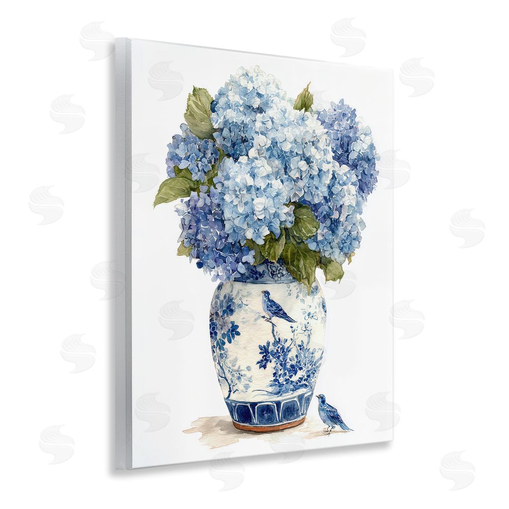Imagine It Images Blue Bird & Hydrangea Vase Wooden Wall Plaque Art Print