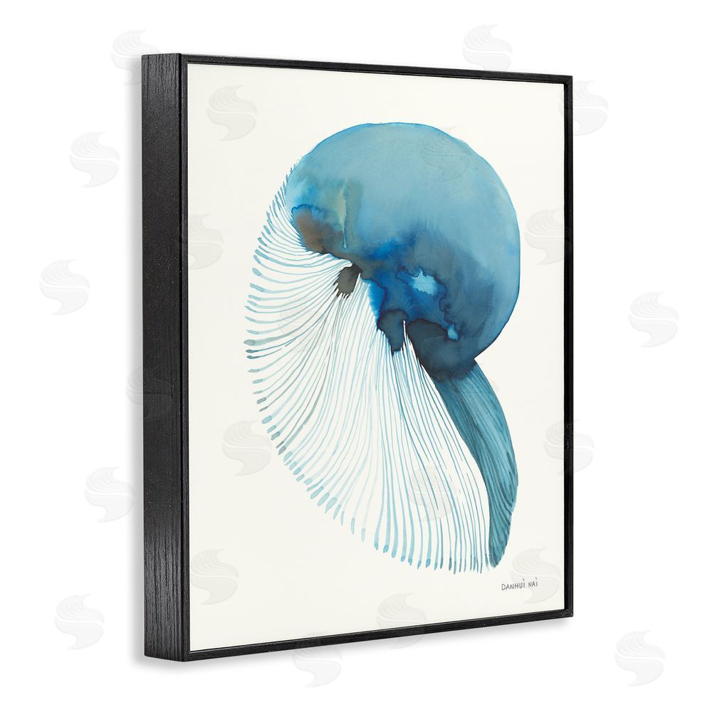 Danhui Nai Blue Shadowed Nautilus Black Framed Giclee Wall Art Print
