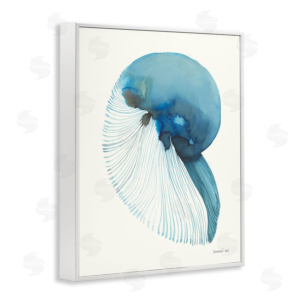 Danhui Nai Blue Shadowed Nautilus White Framed Giclee Wall Art Print