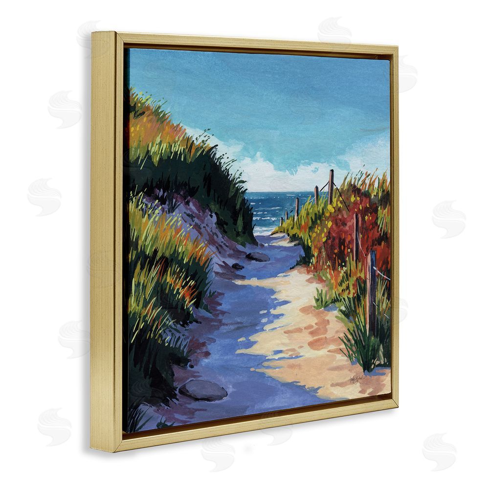 Kate Jarvik Birch Breezy Beach Pathway Gold Floating Frame Canvas Wall Art Print