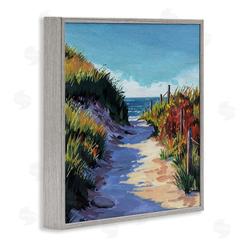 Kate Jarvik Birch Breezy Beach Pathway Gray Framed Giclee Wall Art Print