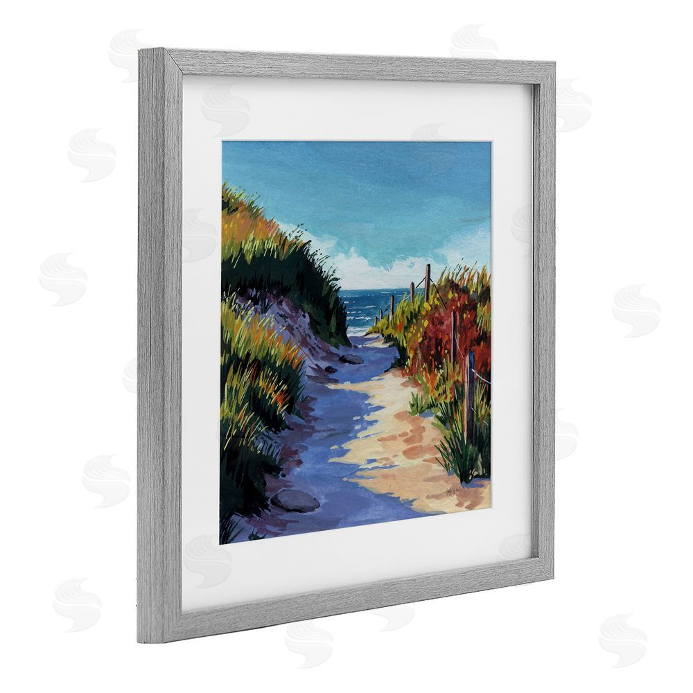 Kate Jarvik Birch Breezy Beach Pathway Gray Framed Print Under Glass Wall Art