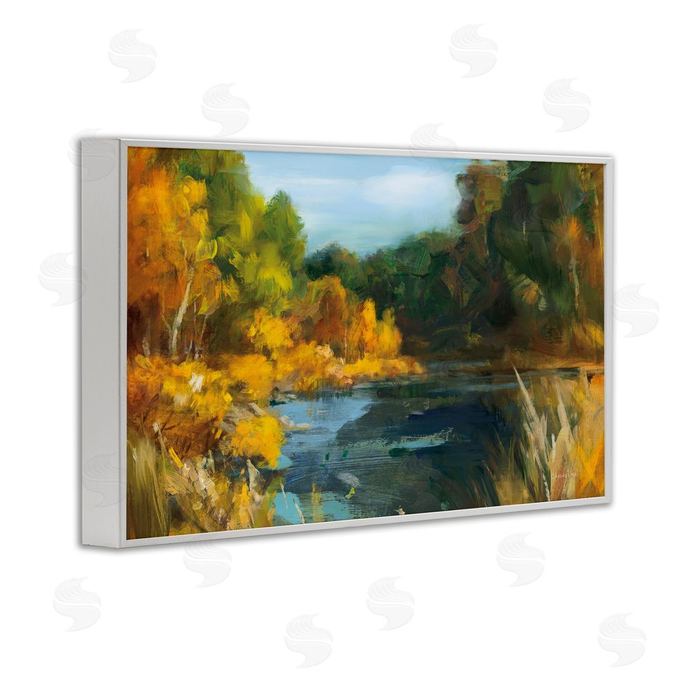 Danhui Nai Autumn River Bend Abstract White Framed Giclee Wall Art Print